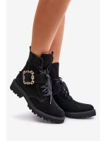 Zazoo 2951 Velurové Kozačky S Dekorativní Přezkou Černé Zazoo 2951 Velurové Kozačky S Dekorativní Přezkou Černé