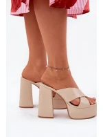 Dámské Klapky Na Platformě A Podpatku Béžové Lenobos