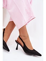 Dámské sandály na jehlovém podpatku z imitace semiše Černé Saria