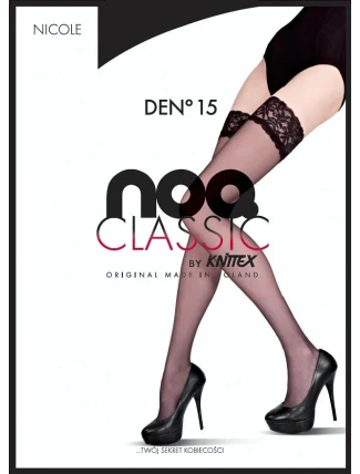 Dámské samodržící punčochy Knittex Nicole 15 den Černá - Knittex NOQ