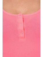 Šaty s knoflíkovým výstřihem růžové neonové