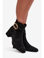 Dámské kotníkové boty na podpatku se zlatým sponou černé Calissa Dámské kotníkové boty na podpatku se zlatým sponou černé Calissa