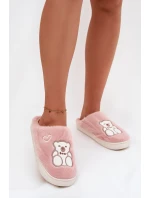 Kožešinové pantofle s medvědem růžové Noralie Kožešinové pantofle s medvědem růžové Noralie