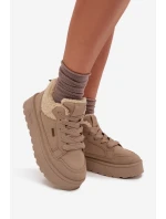 Dámské zateplené sportovní boty na platformě SS274105 Béžová - Big Star