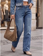 Dámské džíny s širokými dlouhými nohavicemi, modré, FashionStreet UY3112 Dámské džíny s širokými dlouhými nohavicemi, modré, FashionStreet UY3112