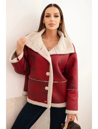 Dámská bunda Plus Size s kapucí a kapsami zateplená beránkem camelová