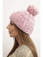 Dámská zimní čepice s bambulí z vlny K424 světle růžová Dámská zimní čepice s bambulí z vlny K424 světle růžová