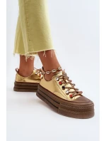 Dámské tenisky na platformě GOE NN2N4055 Zlaté Dámské tenisky na platformě GOE NN2N4055 Zlaté