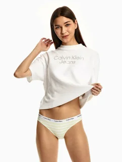 Dámské kalhotky D1618E 5XE bílá/žlutá - Calvin Klein