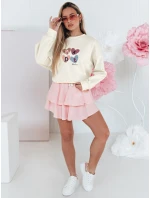 Dámská nadměrná mikina se srdíčky MADELIN béžová FashionStreet BY1461