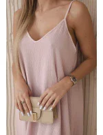 Mušelínové šaty na ramínka tmavě pudrově růžová