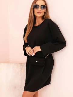 Dámská viskózová sukýnka Plus Size s kabelkou na řetízku černá