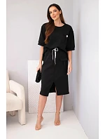 Dámský máslový komplet s blůzkou a midi sukní černý Dámský máslový komplet s blůzkou a midi sukní černý