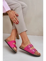Textilní sandály na korkové podrážce s přezkami fuchsie Atera