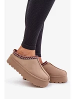 Nízké dámské sněhule s výšivkou na platformě světle béžové Narirya Nízké dámské sněhule s výšivkou na platformě světle béžové Narirya