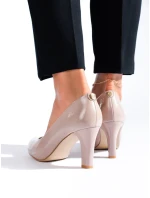 Krásné hnědé dámské  lodičky na širokém podpatku