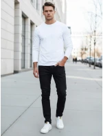 FashionStreet pánské bílé tričko s dlouhým rukávem LX0579
