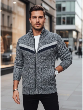 Pánský světle šedý rozepínací svetr FashionStreet WX2261z