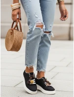Dámské semišové tenisky s ozdobnou platformou černé FashionStreet ZY1418