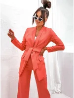 Dámský komplet v korálové barvě - volné sako a široké kalhoty (8167) Dámský komplet v korálové barvě - volné sako a široké kalhoty (8167)