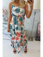 Šaty s motivem listů ecru