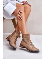 Zateplené dámské boty na plochém podpatku zlaté Labise