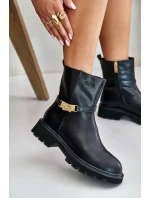 Kožené dámské boty s páskem zateplené GOE OO2N4150 Černé