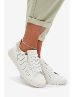 Kožené dámské tenisky s zipem Bílá-Zlatá Kalorinne