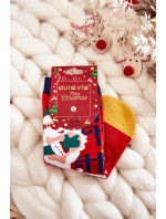Dámské Ponožky S Vánočním Vzorem "Ho Ho Ho" Červene