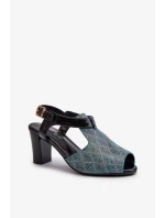 Tyrkysové tyrkysové dámské sandály na vysokém podpatku Queenmarie vyrobené z eko kůže Tyrkysové tyrkysové dámské sandály na vysokém podpatku Queenmarie vyrobené z eko kůže