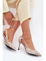 Lodičky Vinceza s výřezy a zlatým sponou 62288 s hadím vzorem