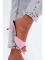 Lakované pantofle z imitace kůže na podpatku Růžové Melissea