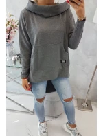Mikina s kapucí s dlouhými zády v grafitové barvě