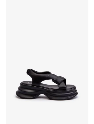 Dámské kožené sandály na robustní podrážce černé GOE Dámské kožené sandály na robustní podrážce černé GOE