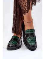 Dámské lakované kožené mokasíny Vinceza – zeleno-černé