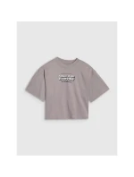 Dívčí oversize crop top s potiskem 4F 4FJRSS25TTSHF2587-83S