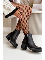 Dámské Botky Z Eko Kůže Na Podpatku Zateplené Černé Revianna