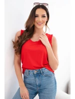 Dámská halenka z viskózy s volánkem u výstřihu červená