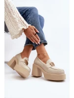 Zazoo 20170 Dámská kožená obuv na podpatku světle béžové