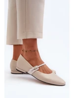 Dámské kožené baletky na ploché podrážce Laura Messi 2774 béžové Dámské kožené baletky na ploché podrážce Laura Messi 2774 béžové