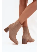 Dámské Botky Z Eko Semiše Na Podpatku Se Zámkem Béžové Zelita
