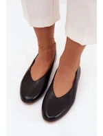 Dámské eko kožené baleríny na plochém podpatku Olyssia – černé