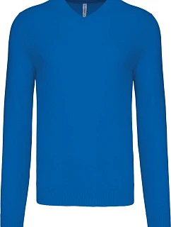 Kariban K 965 Pánský svetr s výstřihem do V 20.K965 light royal blue
