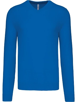 Kariban K 965 Pánský svetr s výstřihem do V 20.K965 light royal blue