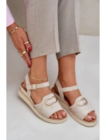 Dámské Sandály Na Klínu S Ozdobou Béžové Salianes
