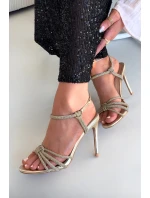 Dámské sandály na jehlovém podpatku s pásky a kryštály zlaté Tanelle Dámské sandály na jehlovém podpatku s pásky a kryštály zlaté Tanelle
