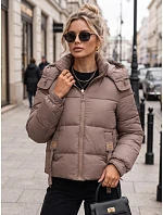 Dámská zimní prošívaná bunda s kapucí, béžová, FashionStreet TY5748 Dámská zimní prošívaná bunda s kapucí, béžová, FashionStreet TY5748