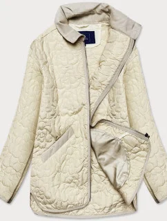 Tenká dámská bunda v krémové barvě s ozdobným prošíváním (JIN226)