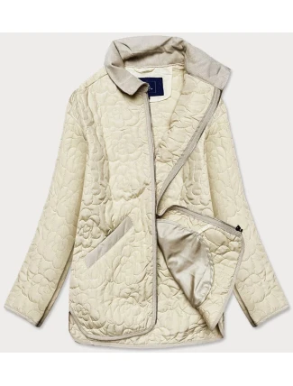 Tenká dámská bunda v krémové barvě s ozdobným prošíváním (JIN226) Tenká dámská bunda v krémové barvě s ozdobným prošíváním (JIN226)
