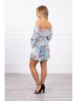 Španělské květinové šaty v mátové barvě